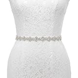 AW Crystal Wedding Dress Belt Women's Rhinestone Sash Belt, 17 x 1 inch, White