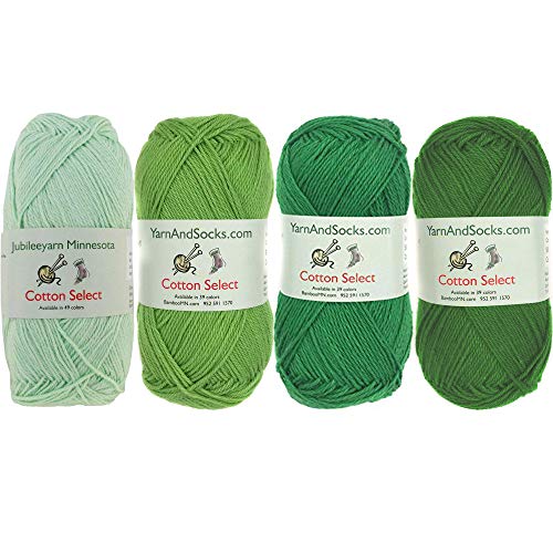 Cotton Select Sport Weight Yarn Color Palette Pack 100 Fine Cotton Shades of Green 4