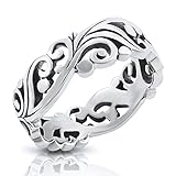 MIMI Sterling Silver Filigree Vine Leaf Leaves Band Ring Size 6, 7, 8, 9, 10