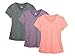 icyzone Workout Shirts Yoga Tops Activewear V-Neck T-Shirts for Women Running Fitness Sports Short Sleeve Tees (XXL, Charcoal/Lavender/Peach)