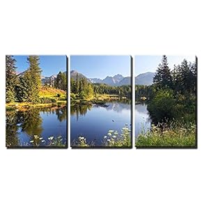 Natural Mountain Scene - Canvas Art Wall Art - 16"x24"x3 Panels
