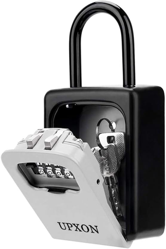 Key Lock Box, UPXON Large Capacity Key Storage Box with Resettable Code, 4 Digit Combination Lockbox for Spare Keys, Waterproof Wall Mount Key Box for Home, Hotels, Airbnb and Schools 1 Pack: Home Improvement