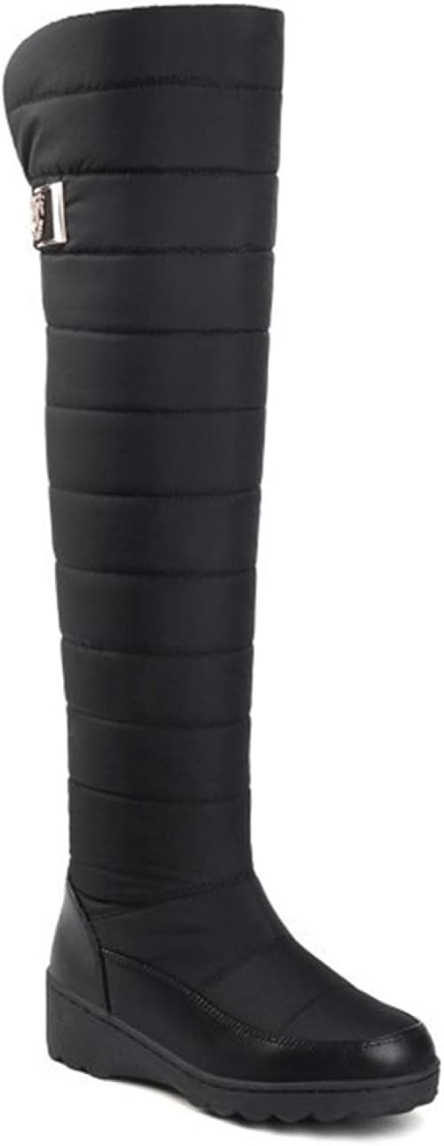 Amazon スノーブーツ レディース ヒール4cm ロング ブーツ スノーシューズ ダウンブーツ ロングスノーブーツ 長くつ 長靴 雪 雪用 ウインターブーツ キャンプ フェス ガーデニング 防水 防滑 撥水 防寒シューズ 防寒靴 ダウン ボア トブイシューズ ブーツ ブーティ