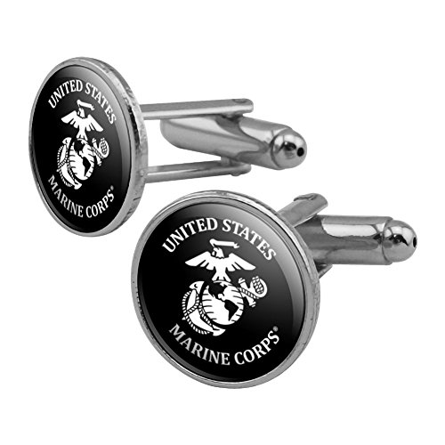 GRAPHICS & MOREUnited States Marine Corps USMC White Black Officially Licensed Round Cufflink Set Silver Color