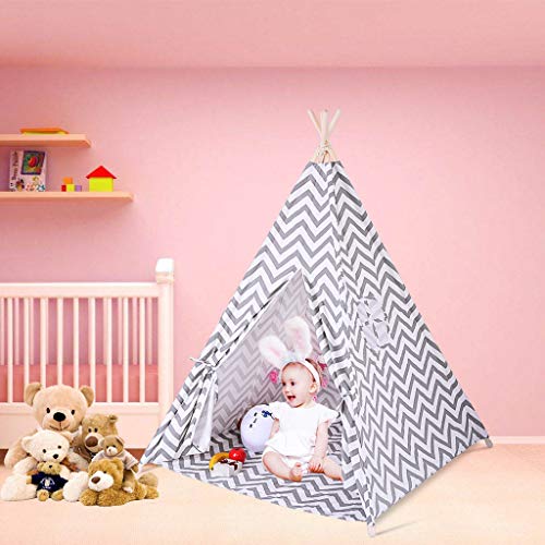 Beyonds Tent for Kids Foldable Children Play Tent for Girl and Boy with Carry Case 8 Poles White Black Canvas Playhouse Toy for Indoor and Outdoor Games