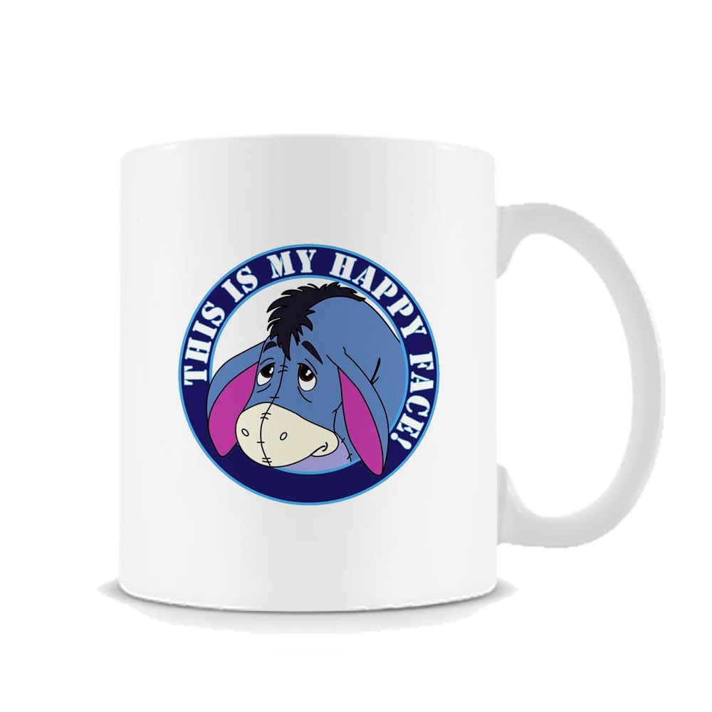 Giftme Cartoon Cute Donkey, This is My Happy Face!, 11oz White Ceramic Mug.