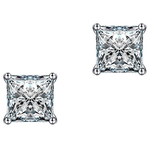 Jewelry 10mm Platinum Plated Wedding Engagement Square Cubic Zirconia Stud Earrings for Women Men Fashion Jewelry with a Beautiful Box 1C01