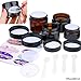 Kare & Kind Refillable Cosmetics Jars Kit - 4x Cosmetics Jars (Amber Glass), 4x Lids, 4x Inner Covers, 39x Labels + 4x Mini Spatula for Easy Filling - For Creams, Essential Oils, Powders, etc.