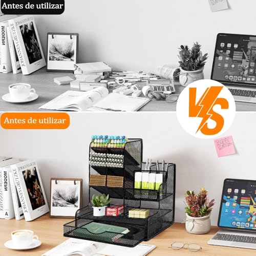 Suporte de Caneta de Malha, Organizador de Lápis Multifuncional com Gaveta, Organizador de Mesa de Malha, Suporte de Lápis Para Mesa, Organizadores de Mesa E AcessóRios
