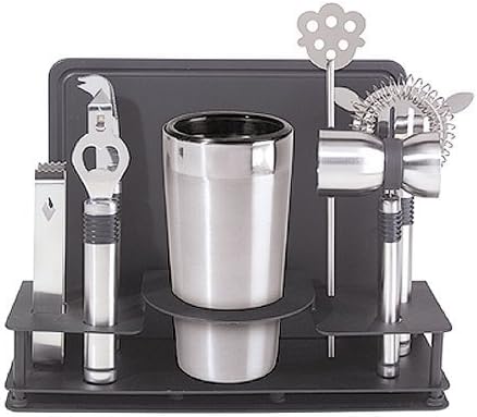 Oggi Pro Stainless-Steel 10-Piece Cocktail Shaker and Bar Tool Set (1-Unit)