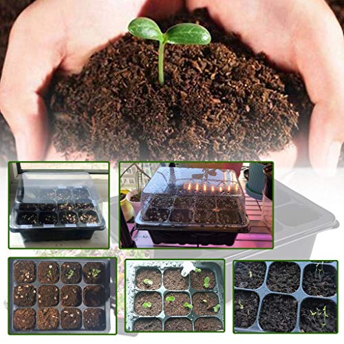 BeGrit 12-Cell Seed Tray Plant Germination Trays 4 Pack Seed Propagator Tray Set Cavity Insert Starter Trays Plant Starter Kit (19cmx11cmx14cm) with Plastics Plant Label for Greenhouse