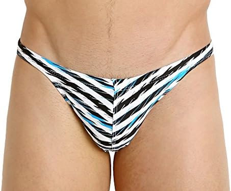 LASC Super Low Rise Swim Brief Turquoise Linear Print