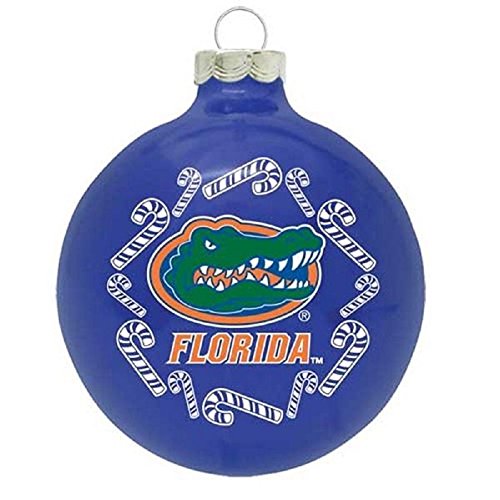 NCAA Candy Cane Traditional Glass Ball Christmas Ornament