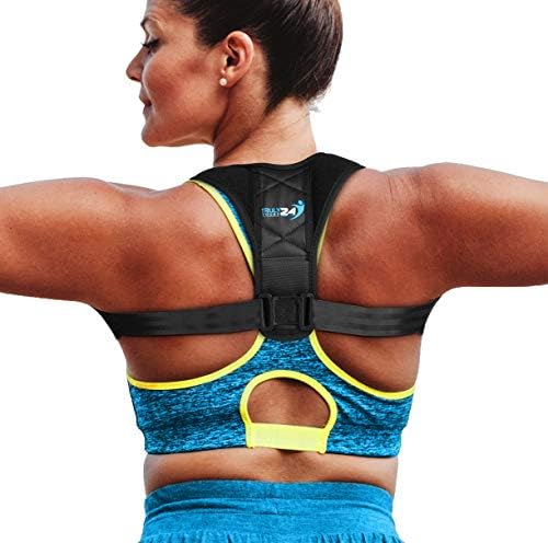 TrulyYours24 Posture Corrector for Women and Men with Flock Carrybag and Soft Pads - Comfortable Adjustable Upper Back Support Brace to Fix Posture - Upper Back Neck Pain Relief - Clavicle Brace