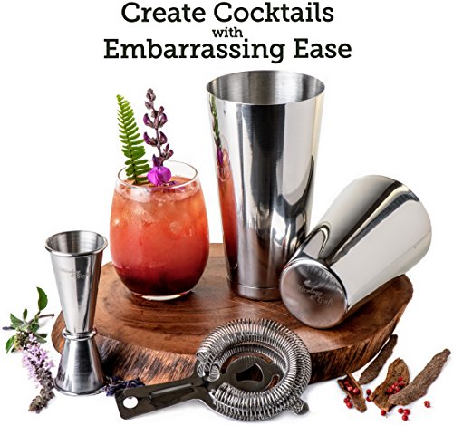 Mixology & Craft Cocktail Set - Cocktail Shaker Edelstahl & Bar Zubehör - Cocktail Mix Set Silber – Bild 3