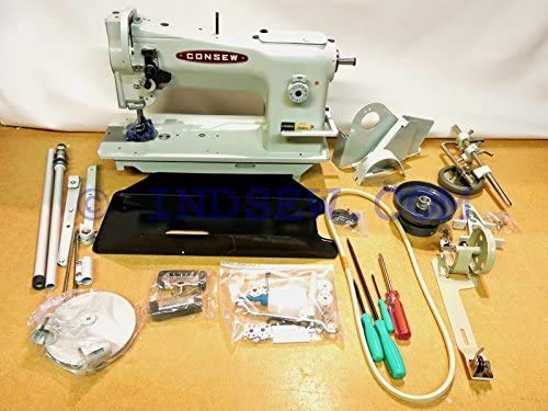 CONSEW 206RB-5 Industrial Walking Foot Sewing Machine with Table & Servo Motor - Heavy Duty for Upholstery, Leather, Canvas