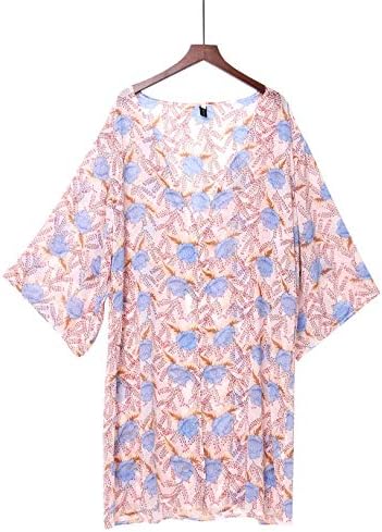DREAGAL Women's Floral Chiffon Kimono Cardigan Summer Beachwear Swimsuit Cover up Multicolored S-3XL