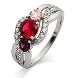 Sterling Silver Personalized 3 Stone Infinity Swirl Simulated Birthstone Mother's Ring, Sizes 5 to 9