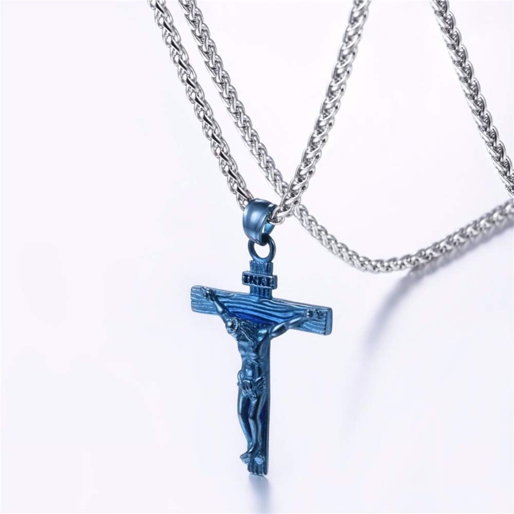 SWAOOS Crucifix Cross Necklace Blue 