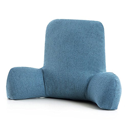 ZOEMO Bed Reading Pillow, Blue Bed Rest Pillows with Arm Rests for