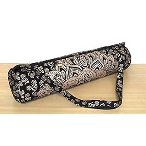 Buddha4all Mandala Full-Zip Exercise Yoga Mat Carry Bag Gym Beach Lightweight Carrier Bags Hippie Indian Cotton Bag Adjustable Shoulder Strap [Mat NOT Included]