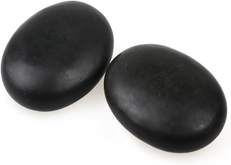 Windfulogo 2Pcs Professional Hot Massage Stones Set Natural Lava Heated Stones Basalt Warmer Rock for Spa Massage Therapy 2.76 x3.54 in(7x9cm) - Image 4