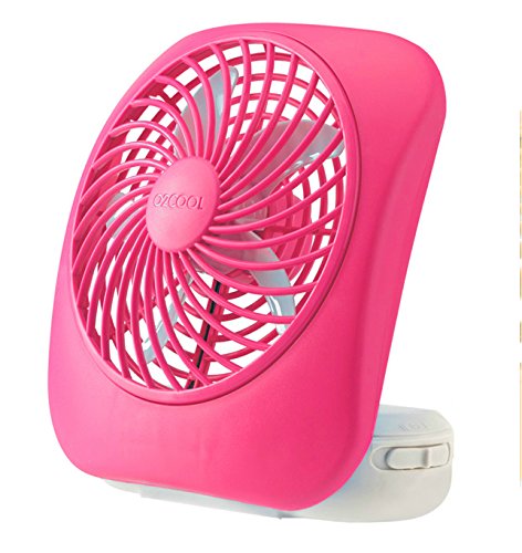 O2COOL Treva 5 Inch Battery Powered Fan Portable Desk Fan 2 Cooling Speeds with Compact Folding & Tilt Design Cubicle Accessories Small Portable (Raspberry) - Thumbnail 7