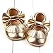 FEITONG Toddler Baby Girls' Crib Bowknot Shoes Casual Shoes (Age:6~12 Month, Gold)