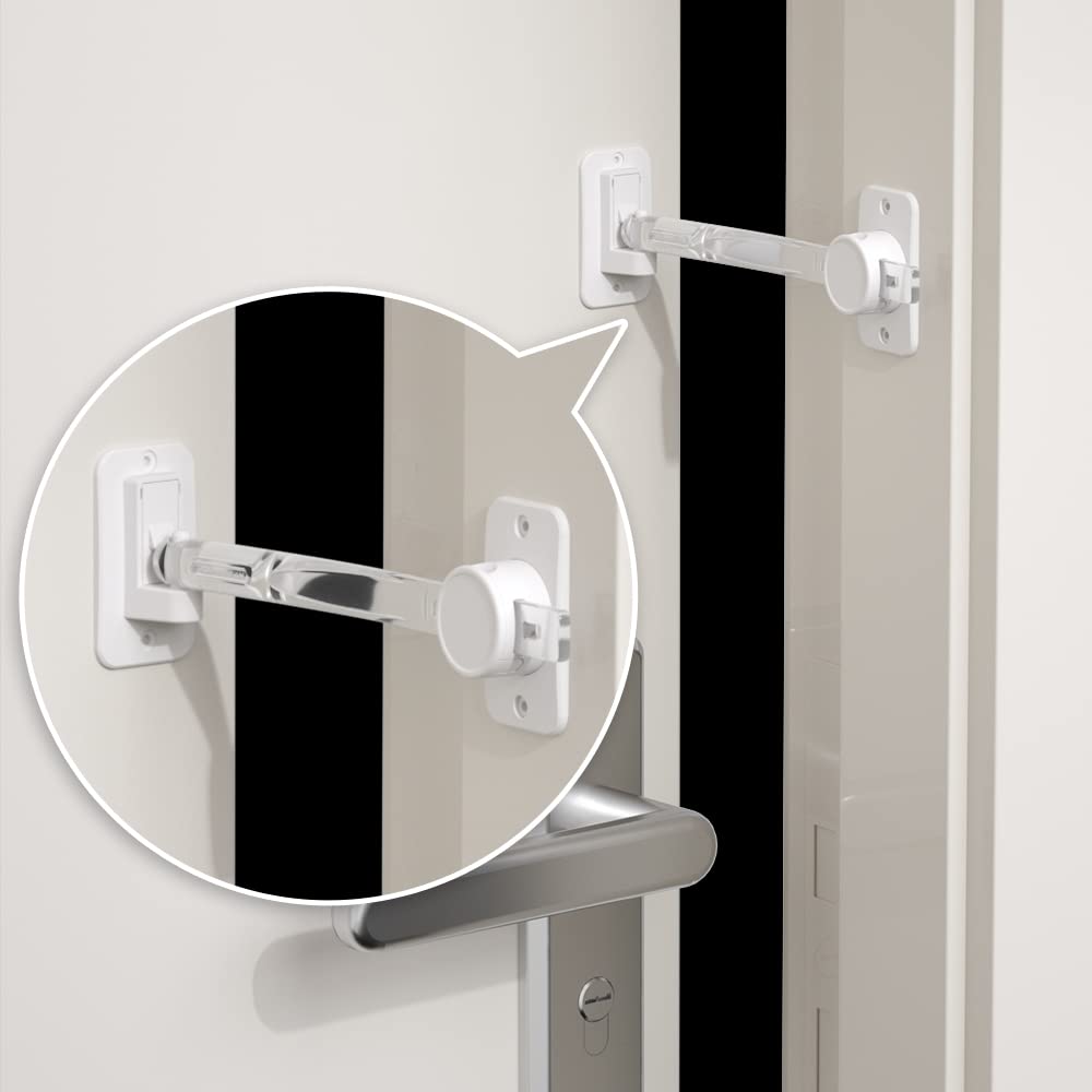 Photo 1 of EUDEMON 1 Pack Child Proof Door Finger Pinch Guard, Baby Door Stopper& Door Latch, Adjustable Door Lever Handle for Pets, Great Door Lock for Dogs, Easy Cats Entry(Transparent)