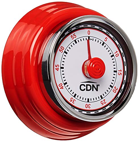 CDN Compact 60-Minute Mechanical Timer, Red