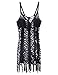 CXINS Women's Sexy Handmade Crochet Bikini Swimsuit Cover Hollow Out Tassels Beach Dress Size L Black