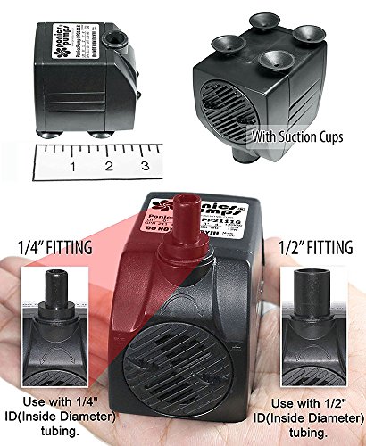 PonicsPump PP21116: 211 GPH Submersible Pump with 16' Cord - 16W… for Hydroponics, Aquaponics, Fountains, Ponds, Statuary, Aquariums & more. Comes with 1 year limited warranty.
