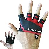 Steel Sweat Gym Gloves - Crossfit WOD Workout - Weight Lifting Gloves to Protect Your Palms for Men & Women - Skins Red/Gray Small