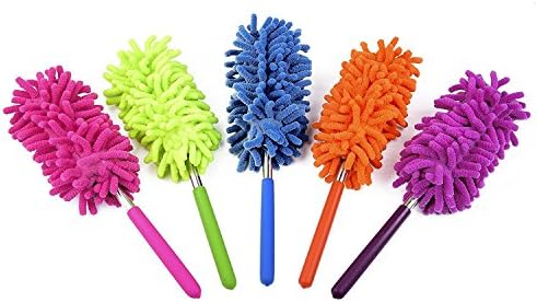 Wish House Home-Decor-Series Retractable Long-Reach Washable Dusting Brush Kit with Telescoping Pole, (Pack of 5)