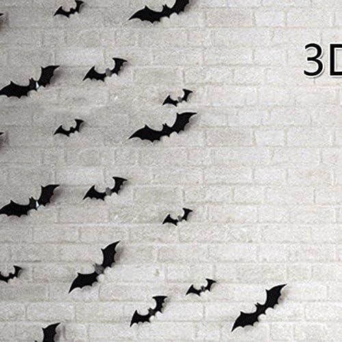 Rubility 3D Bat Wall Stickers PVC Home Decor Halloween Decoration 12 Pcs/Lot Balck