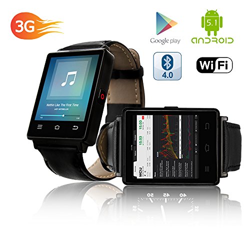 Indigi Swatch-D6-03 Trendy 3G Unlocked Android 5.1 Smartwatch + Phone + Wi-Fi + GPS + Google Play + Heart Rate Sensor