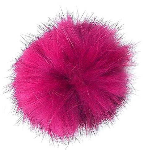 Ensuite Echt Kaninchenfell Fellbommeln pink, Ø ca. 5 cm, mit Lederschlaufe