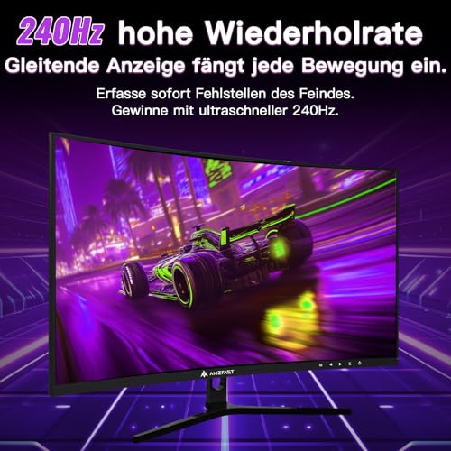 Amzfast 32 Zoll Curved Gaming Monitor (240Hz, 1920x1080, 1ms MPRT, 1500R), Adaptive-Sync, 90% DCI-P3, 120% sRGB, 300cd/m², HDMI 2.0 & DisplayPort 1.4 (AMZG32C3F) thumbnail 2