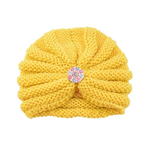 Longay Baby Toddler Girls Boys Infant Warm Winter Knit Beanie Hat Crochet Ski Ball Cap (Yellow) - Thumbnail 4