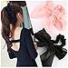 LOVEF 5pcs Women's Solid Colors Rabbit Ear Hair Bow Tie Bands Ponytail Holder Long Scrunchies Hair Accessories