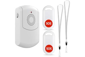 EVERNARY Caregiver Pager Wireless Call Button System Personal Alert Panic Button for Home Elderly Nurses Calling System with Portable Receiver and Emergency Button