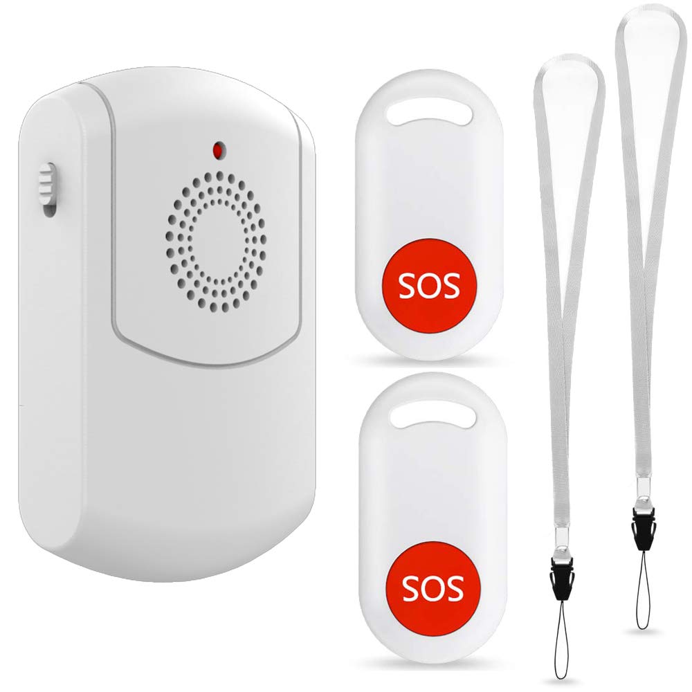 Wireless Personal Caregiver Pager Nurse Alert Call Button System Portable Vibration Pager (Include Belt Clip) for Home Patients Elderly School 52 Ring Tones Receiver & Emergency Transmitter