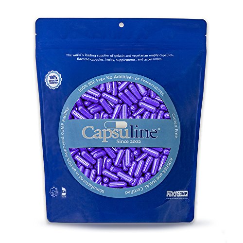 Capsuline Colored Gelatin Empty Capsules Size 00 Purple/Purple 1000 Count