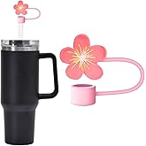 1Pc 10mm Pink Peach Blossom Shape Silicone Topper for Stanley 30&40 Oz Splash Proof Topper,Reusable Cute Straw Cap Cover Drinking Tip Covers for Stanley (H)