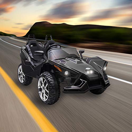 BAHOM Kids Ride On Car 2 Seats with Remote Control, 12V Kids Electric Vehicle with Manual/Parental Modes, Light/MP3/Volume Control (Black)