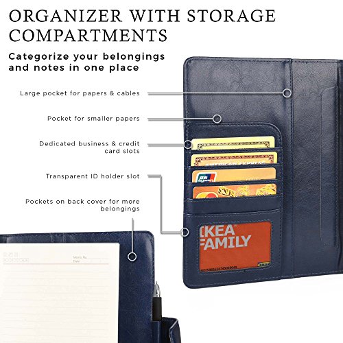 Cooper FOLDERTAB Padfolio Case Compatible with iPad Mini 4 | Business Executive Organizer with Notepad | Vegan Leather, Left Right Handed Binder, Notebook Refill, Pockets | Apple A1538 A1550 (Blue)