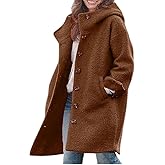 Ru Sweet Women's Winter Wool Single Breasted Pea Coat Long Trench Coat with Hooded Jacket Outerwear