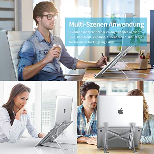 cshare Laptop Ständer, Tragbarer Notebook Ständer, 9 Stufen der Höhenverstellung,Multi-Winkel Faltbarer Aluminium Riser Kompatibel mit MacBook Pro Air,iPad,Lenovo,Dell,HP Alle 7-17 Zoll Tablet