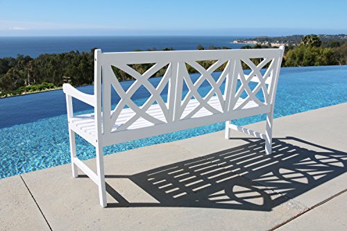 Vifah V1612 Bradley Outdoor Hardwood Bench, White