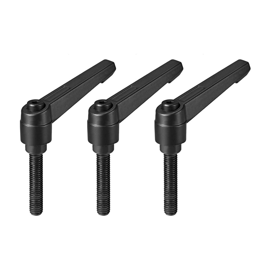 sourcing map M8 x 40mm Handle Adjustable Clamping Lever Thread Push Button Ratchet Male Threaded Stud Knobs Rotating Screw Handles Bolts with Locking Lever Black 3pcs